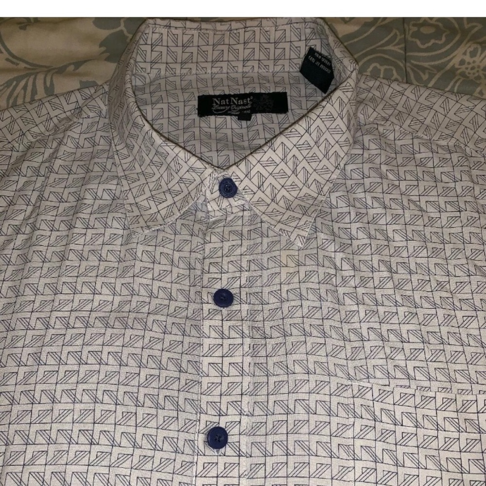 Nat Nast Mens XL Button-Front SilkShirt